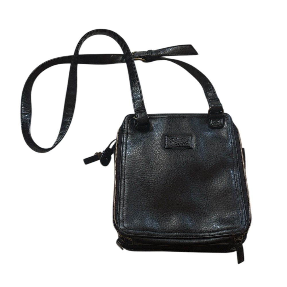 Relic | Black Leather Pebble Multi Compartment Crossbody Satchel Bag | Business